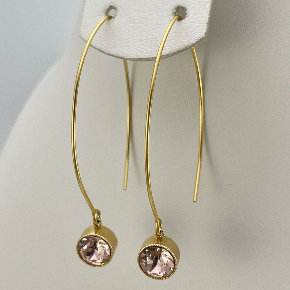SK Stephanie Kofmehl Earrings 10K Gold Plated Champagne Cubic Zirconia Dangle